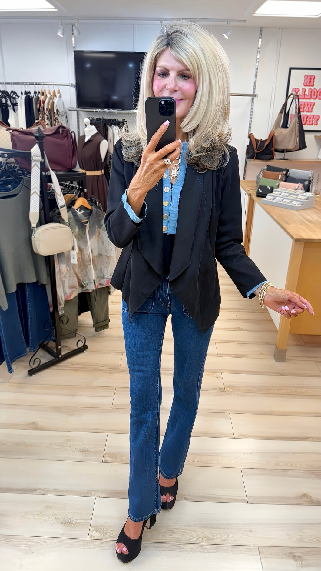 1.Waterfall Suedette Jacket-Black