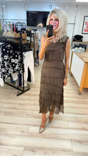 Load image into Gallery viewer, 1.      Silk Tiered Maxi Dress-Chocolate
