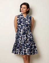 Load image into Gallery viewer, 1.          Fan Print Shirt Dress-Navy/White
