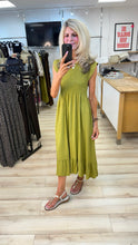 Load image into Gallery viewer, 1.                Shirred Bodice Dress-Olive Green
