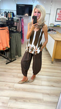 Load image into Gallery viewer, 1.            Ric Rac Strap Cami Top-Chocolate/White/Rust
