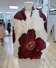 Load image into Gallery viewer, 1.            Floral Bubble Hem Cotton Blouse-Ecru/Wine
