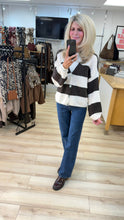 Load image into Gallery viewer, 1.                            Premium Quality Soft Knit Stripe Cardigan-Chocolate/Cream
