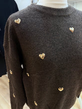 Load image into Gallery viewer, 1.         Gold Hearts Soft Knit-Chocolate
