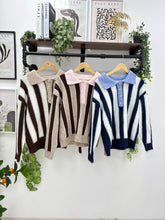 Load image into Gallery viewer, 1.           Soft Knit Vertical Striped Jumper-Navy/Cream
