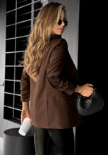 Load image into Gallery viewer, 1.   Ruched Sleeve Blazer-Chocolate
