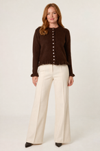Load image into Gallery viewer, 1.        Frill Edged Cardigan-Chocolate
