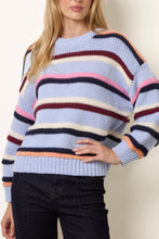 Load image into Gallery viewer, 1.              Stripe Chunky Knit-Baby Blue/Multi
