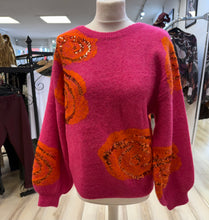 Load image into Gallery viewer, 1.      Sequin Rose Soft Knit-Hot Pink/Orange
