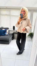 Load image into Gallery viewer, 1.                             Bubble Hem Bomber-Beige
