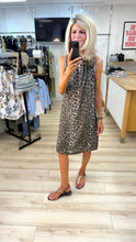 Load image into Gallery viewer, 1.           Leopard Ruffle Neck Shift Dress-Brown
