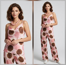 Load image into Gallery viewer, 1.             Satin Cowl Neck Camisole-Pink/Brown/White
