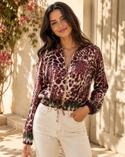 Load image into Gallery viewer, 1.                        Satin Leopard Bomber Jacket-Wine
