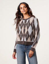 Load image into Gallery viewer, 1.Argyle Knit Cardigan-Chocolate
