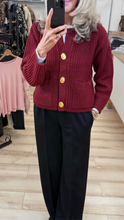 Load image into Gallery viewer, 1.                  Chunky Knit Cardigan-Wine
