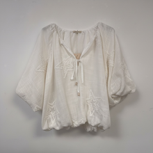 Load image into Gallery viewer, 1.                Bubble Hem Appliqué Stars Blouse-Ivory
