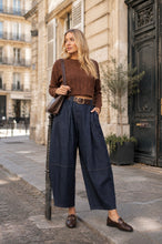 Load image into Gallery viewer, 1.    Barrel Leg Belted Denim Trousers
