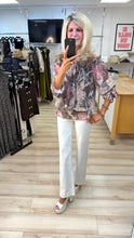 Load image into Gallery viewer, 1.              Floral Chiffon Blouse-Brown Multi
