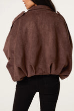 Load image into Gallery viewer, 1.Faux Suede Bomber Jacket-Chocolate
