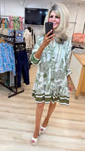 Load image into Gallery viewer, 1. Tropics Smock Dress-White/Khaki
