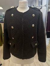 Load image into Gallery viewer, 1.                  Boucle Military Style Jacket-Chocolate
