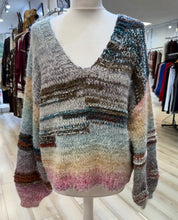 Load image into Gallery viewer, 1.                    Striped V Neck Fuzzy Jumper-007
