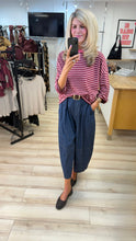 Load image into Gallery viewer, 1.                             Striped T-Shirt Top-Wine/Pink
