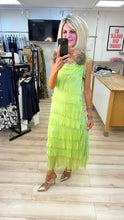Load image into Gallery viewer, 1.                   Silk Tiered Dress-Lime
