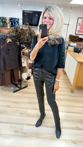 1.  Pearl Diamanté & Sparkle Stud Soft Knit-Black