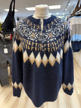 Load image into Gallery viewer, 1.    Fair Isle Part Zip Soft Knit Jumper-Navy
