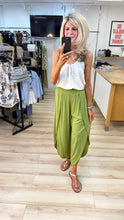 Load image into Gallery viewer, 1.                          Shirred Waist Cross Over Leg Trousers-Lime
