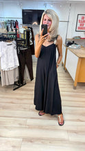 Load image into Gallery viewer, 1. Gold Trim Wide Leg Jumpsuit-Black
