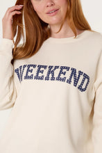 Load image into Gallery viewer, 1.      Polka Dot WEEKEND Sweatshirt-Ivory/Navy
