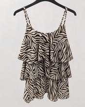 Load image into Gallery viewer, 1.                 Zebra Print Layered Camisole-Chocolate/Ecru
