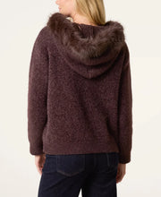 Load image into Gallery viewer, 1.       Zip Up Fur Trim Chenille Hoodie-Chocolate
