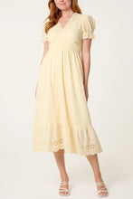 Load image into Gallery viewer, 1.        Broderie Anglaise Midi Dress-Lemon
