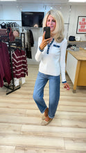 Load image into Gallery viewer, 1.                   Denim Trim Soft Knit-White
