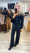 Load image into Gallery viewer, 1.  High Waist Silver Button Scuba Trousers-Black
