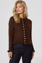 Load image into Gallery viewer, 1.        Frill Edged Cardigan-Chocolate
