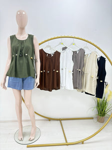 1.         Shell Detail Waist Top-Beige