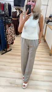 1.               Wide Leg Front Seam Jogger-Mocha