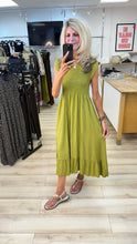 Load image into Gallery viewer, 1.                Shirred Bodice Dress-Olive Green

