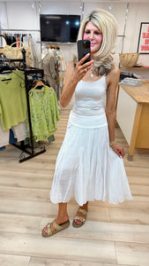 1.Cotton Midi Skirt-White
