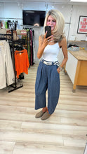 Load image into Gallery viewer, 1.                   Barrel Leg Pinstripe Denim Trousers
