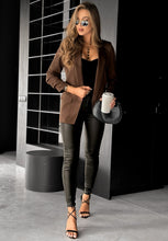 Load image into Gallery viewer, 1.   Ruched Sleeve Blazer-Chocolate
