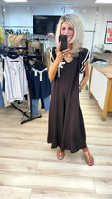 Load image into Gallery viewer, 1.                Embroidered Palm Wide Leg Jumpsuit-Chocolate
