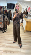 Load image into Gallery viewer, 1.                 Zebra Cashmere Blend Top-Chocolate/Black
