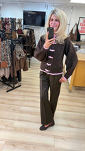 Load image into Gallery viewer, 1.                          Wool Mix Frog Closure Cardigan-Coffee/Pink
