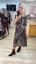 Load image into Gallery viewer, 1.                      Pleated Belted Midi Dress-Chocolate
