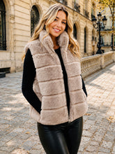 Load image into Gallery viewer, 1.                    Luxe Faux Fur Gilet-Beige
